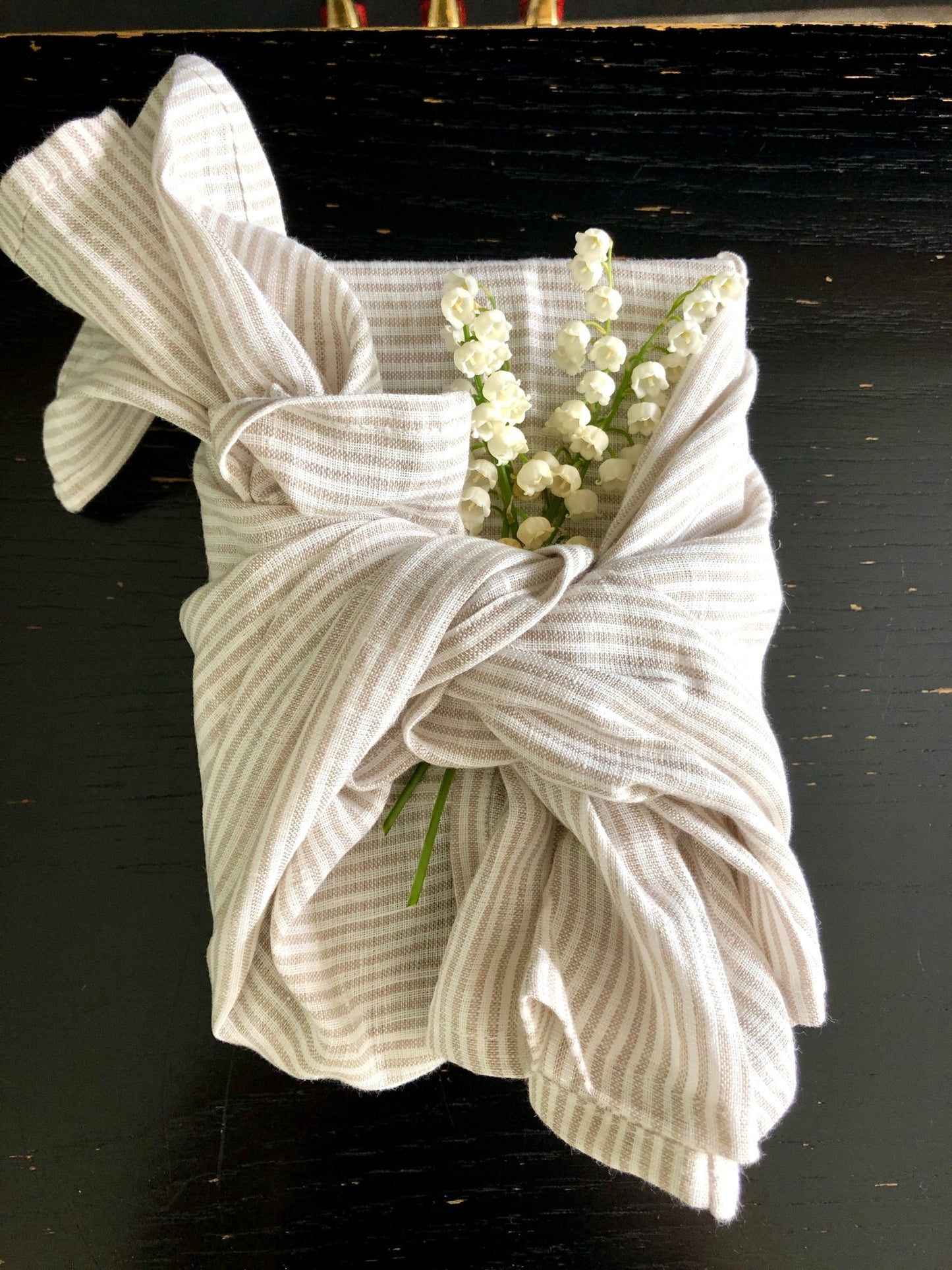 Linen Tea Towel - Natural/White Stripes - Rural Route Seven