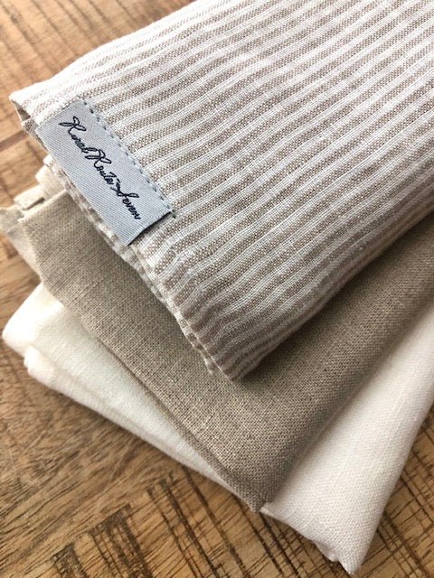 Linen Tea Towel - Natural/White Stripes - Rural Route Seven