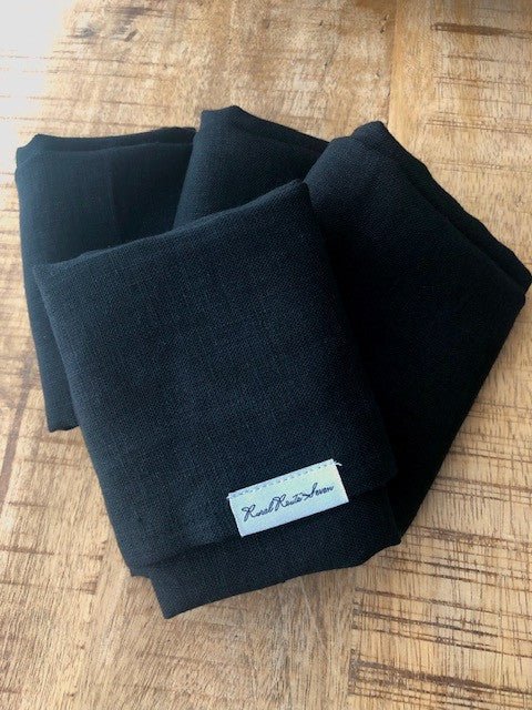 Linen Napkins, Black - Set of 4 - Rural Route Seven